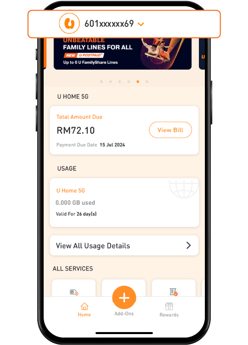 Support Switch between Account Step 3 Image U Mobile