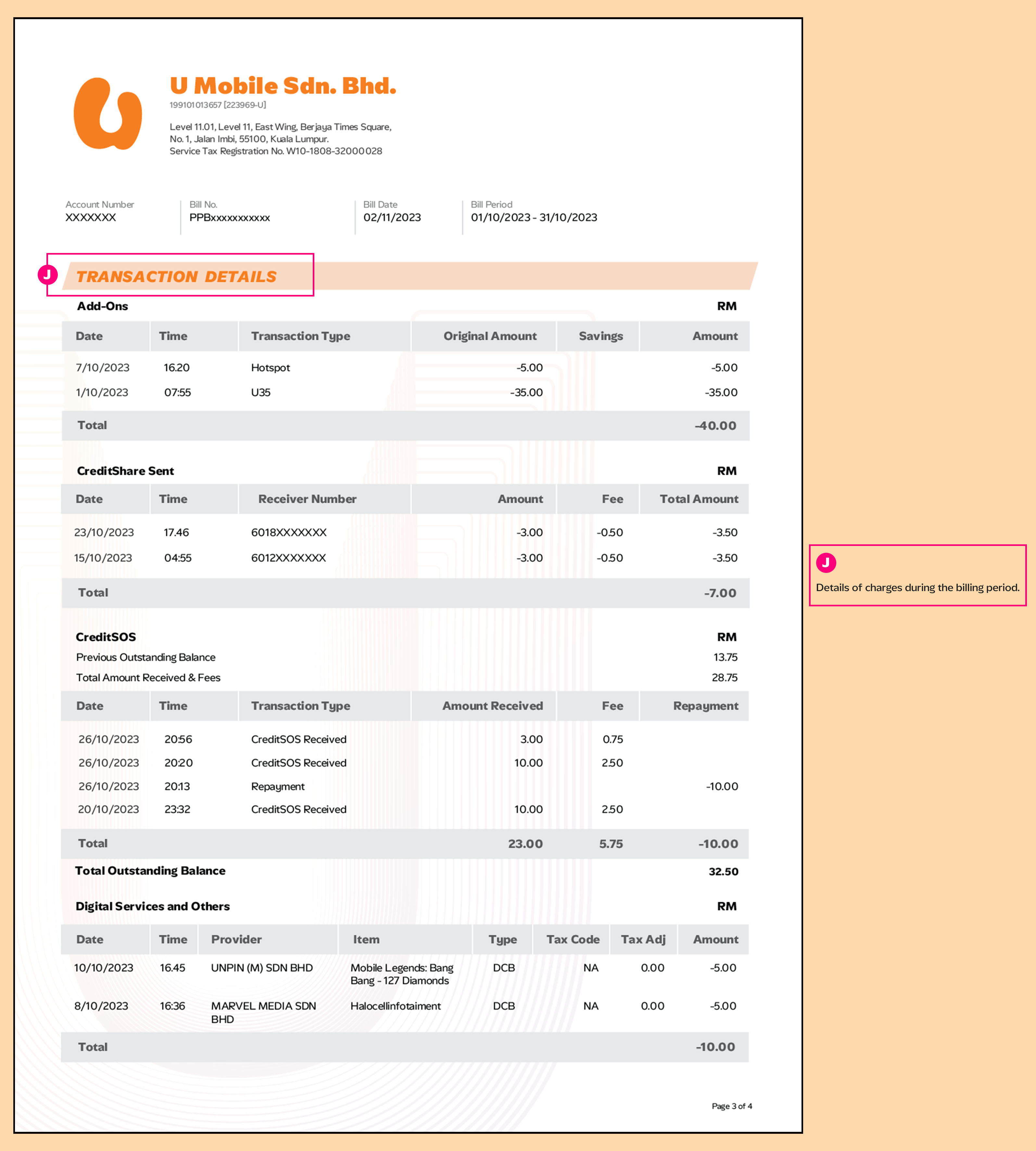 Prepaid Preapaid Bill Statment 3 Image U Mobile